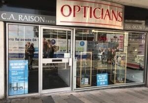 C A Raison Opticians shop fron, a local independent optician in Barnsley Town Centre